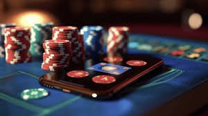 Meja baccarat dengan kartu yang sedang dibagikan oleh dealer